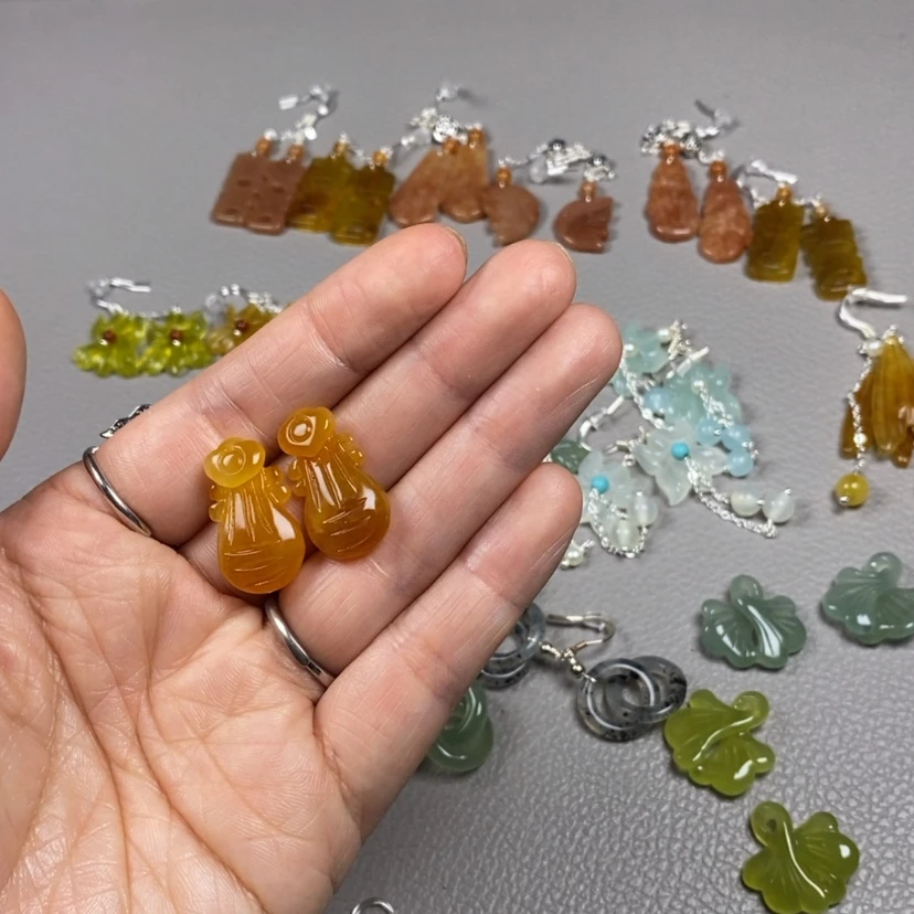【闪购商品】蛇纹石玉挂件耳饰耳环项链未镶嵌