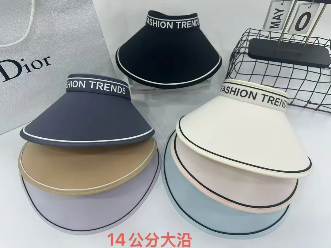 夏季英文字母冰丝大帽沿空顶遮阳防晒帽