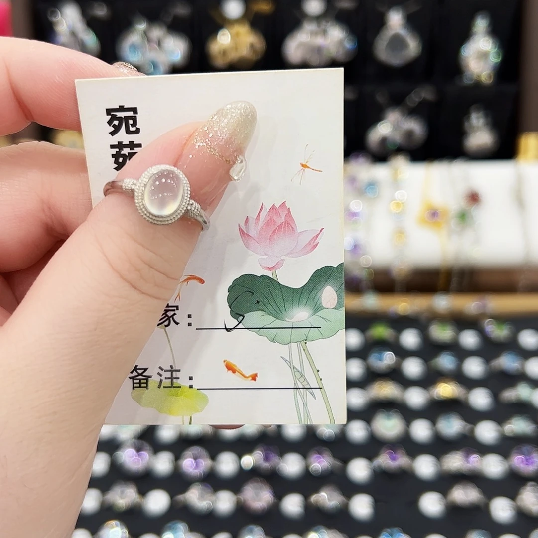 S***蛇纹石玉银S925镶嵌戒指戒指