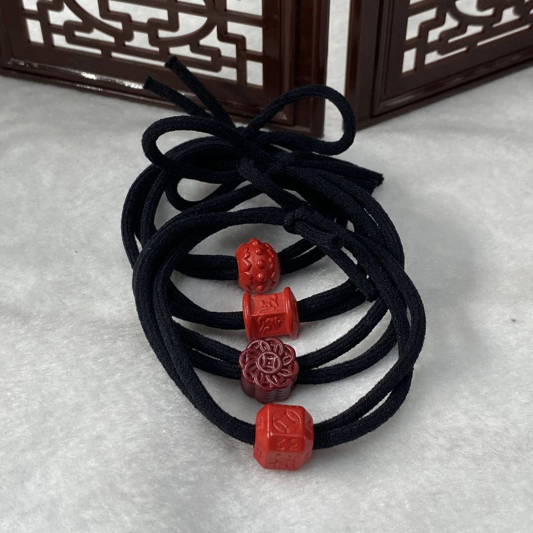 含辰砂工艺品朱砂头绳高含量中国风红色红砂简约高弹力发圈百搭女