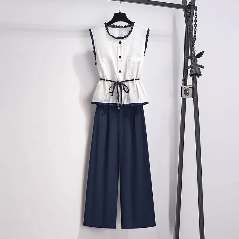 阔腿裤套装女夏2025新款超火夏装一整套巨好看洋气减龄无袖两件套