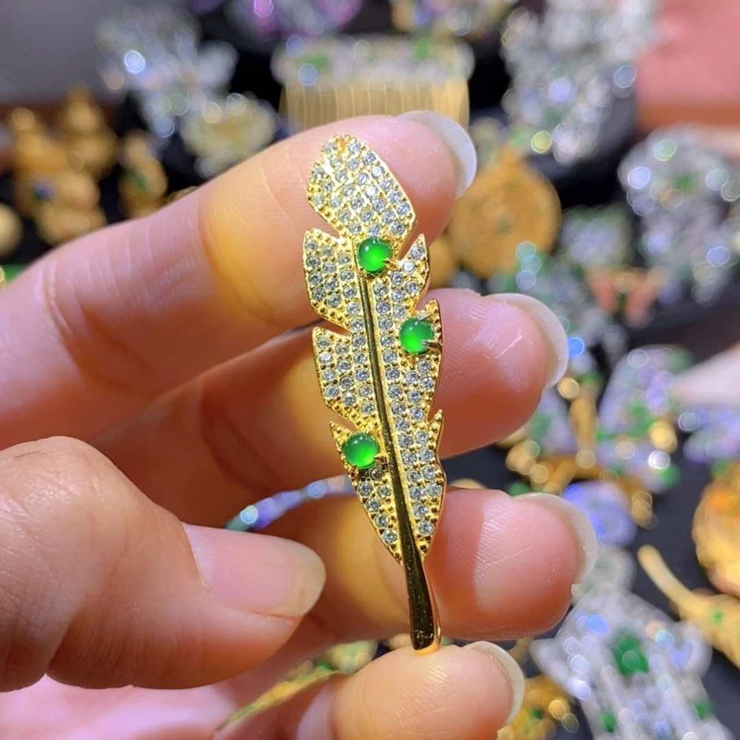 吊坠(不含链)银S925镶嵌翡翠