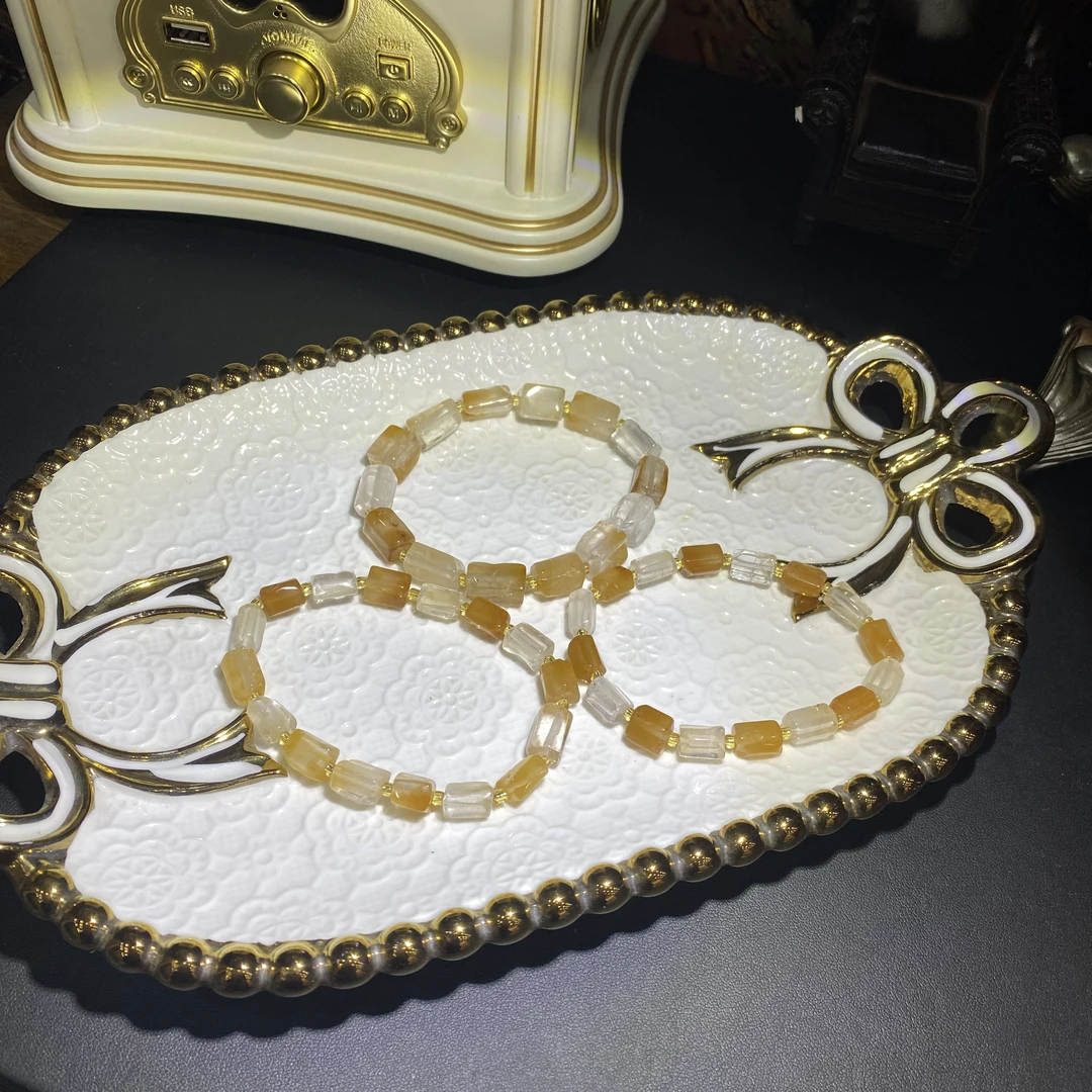 B209-天然黄兔毛水晶手串单圈-多样性发其一