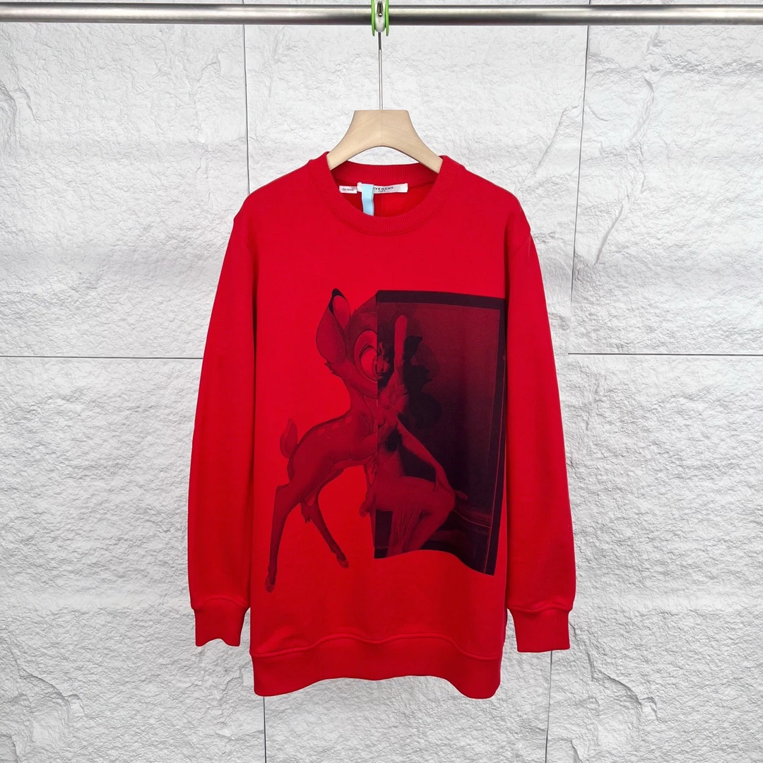 99新 Givenchy/纪梵希 XS码/小鹿斑比圆领红色卫衣/11404584