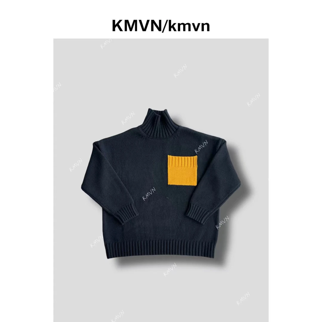 【瑜兰】2024秋冬男女同款圆领套头百搭时尚口袋撞色毛衣