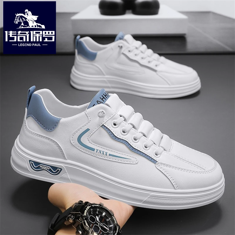 传奇保罗休闲鞋男款2025春季爆款小白鞋透气百搭男鞋一脚蹬板鞋男