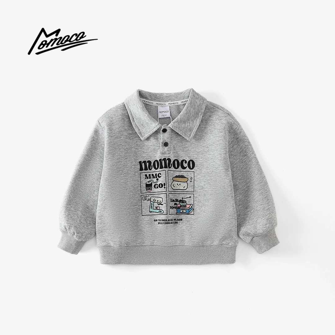 MOMOCO春秋季男童洋气百搭印花字母卡通卫衣77380235005