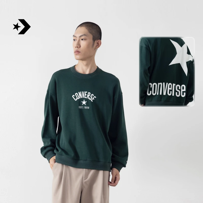匡威秋季新品男女复古星星卫衣叠穿圆领上衣CONVERSE UCJ109