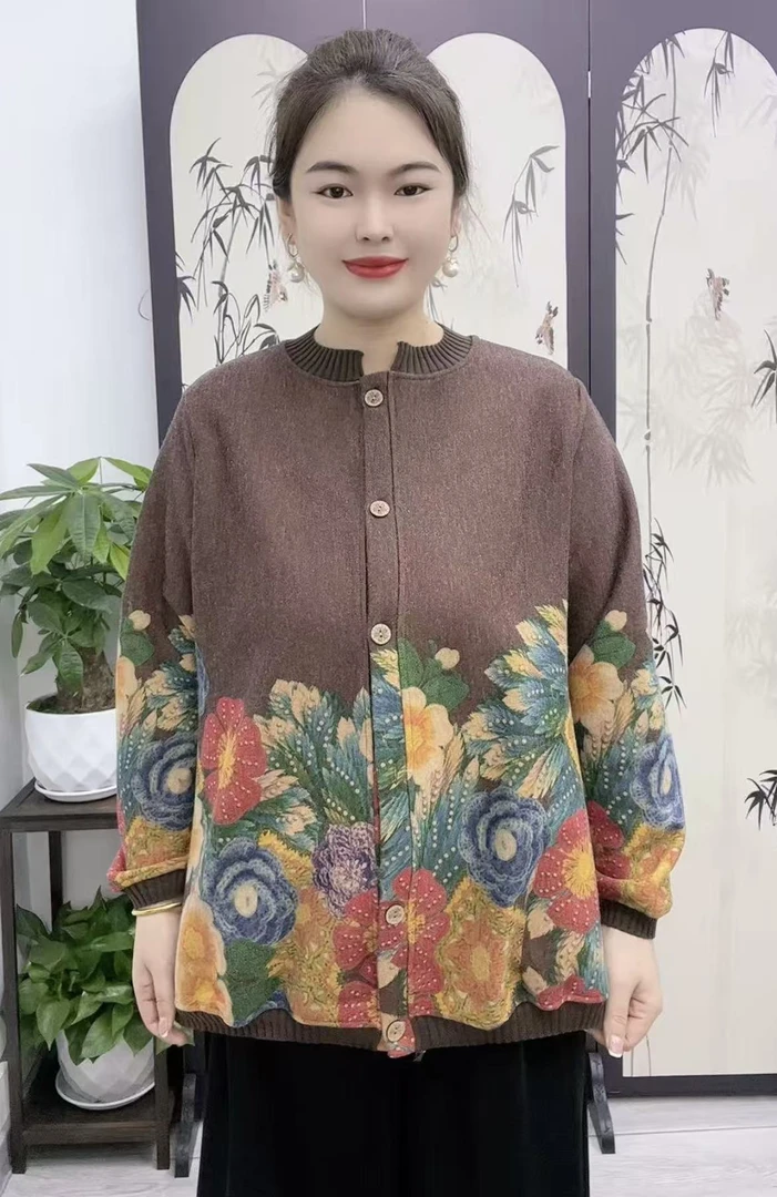 8054秋冬织花针织百搭开衫