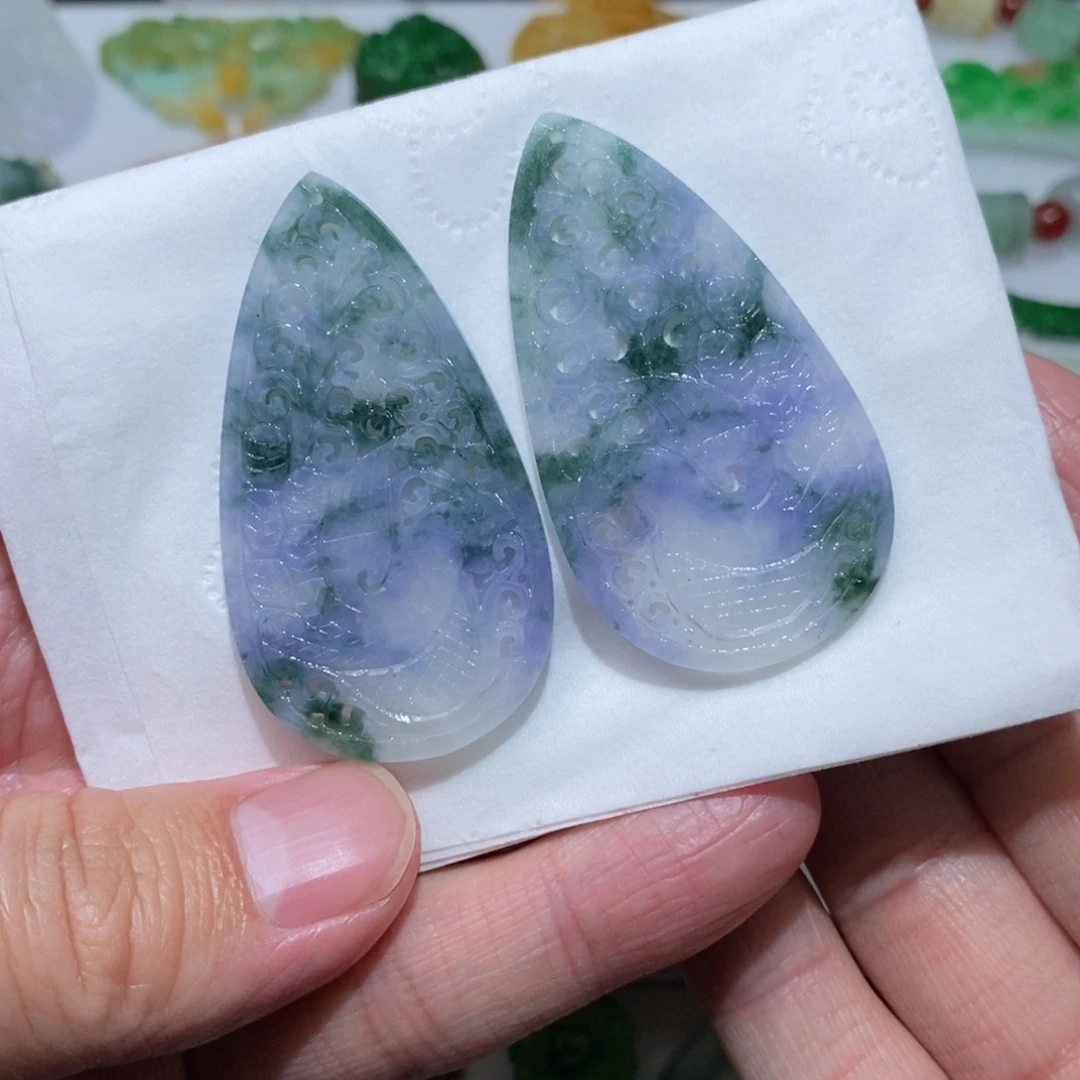 景***时定制翡翠未镶嵌耳饰