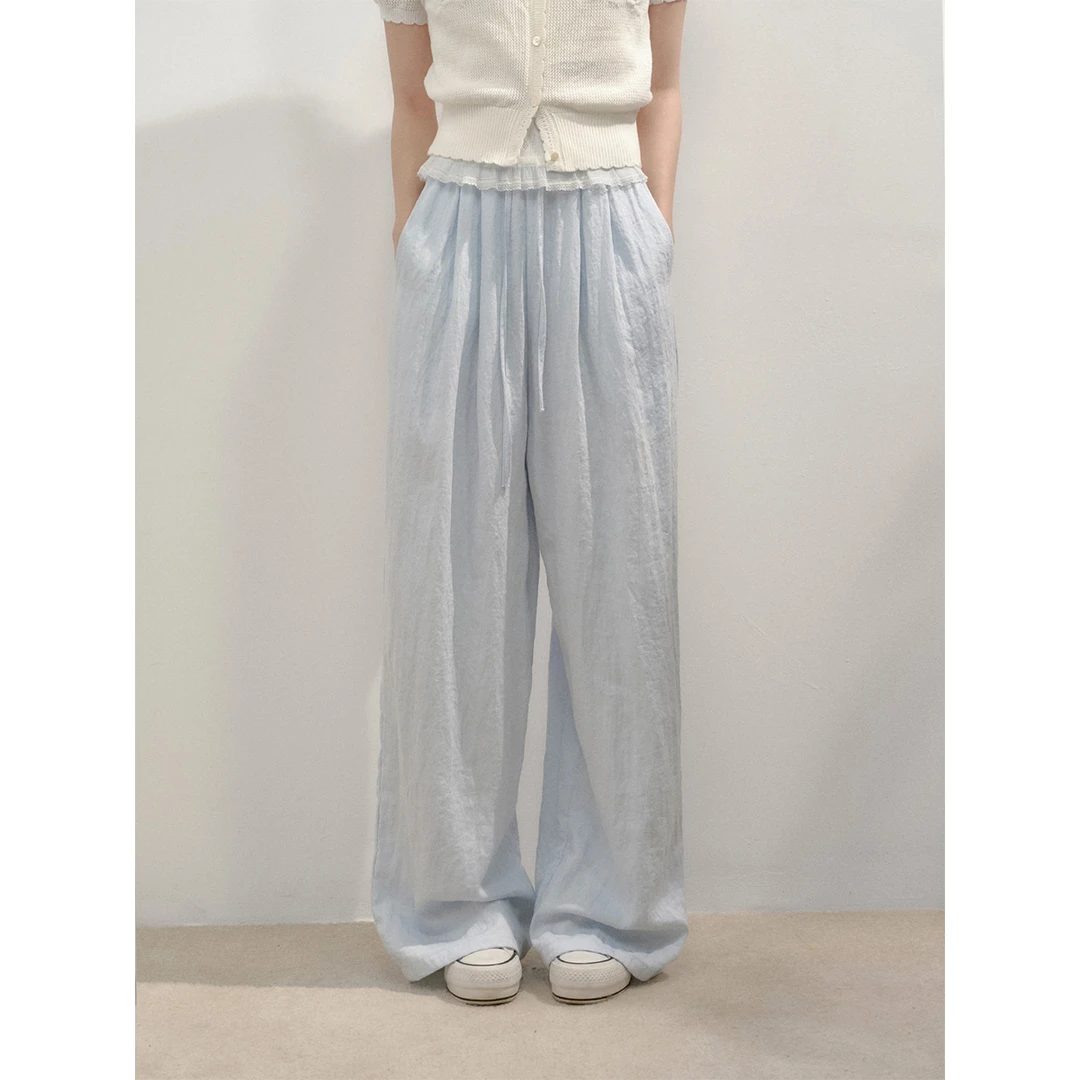 16DEWS夏日奶油慵懒风垂感阔腿山本裤