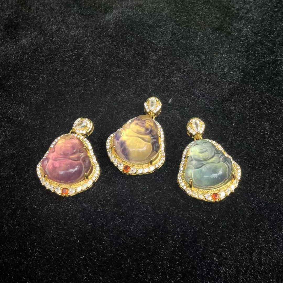 CT3719【盛年珠宝】梦幻七彩萤石佛公吊坠-配链-多样性发货只发一件