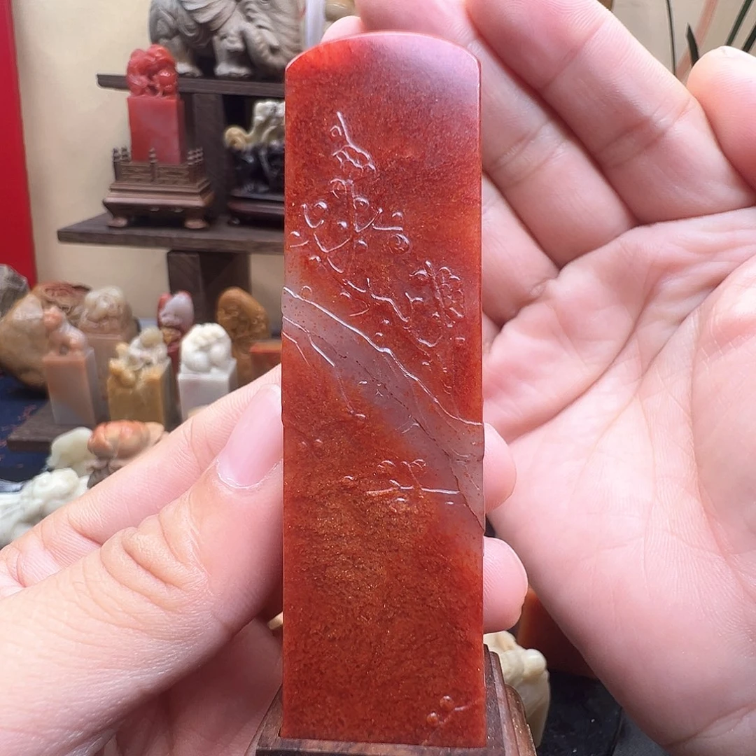 石材寿山石鲎箕桃花冻石手工雕刻