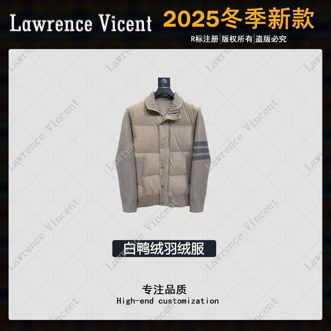 25秋冬新款高奢定制潮流立领时尚休闲百搭针织长袖羽绒服Y1201