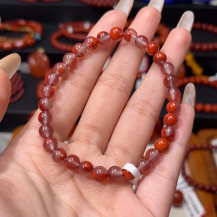 南红玛瑙未镶嵌手链紫底飘花6mm