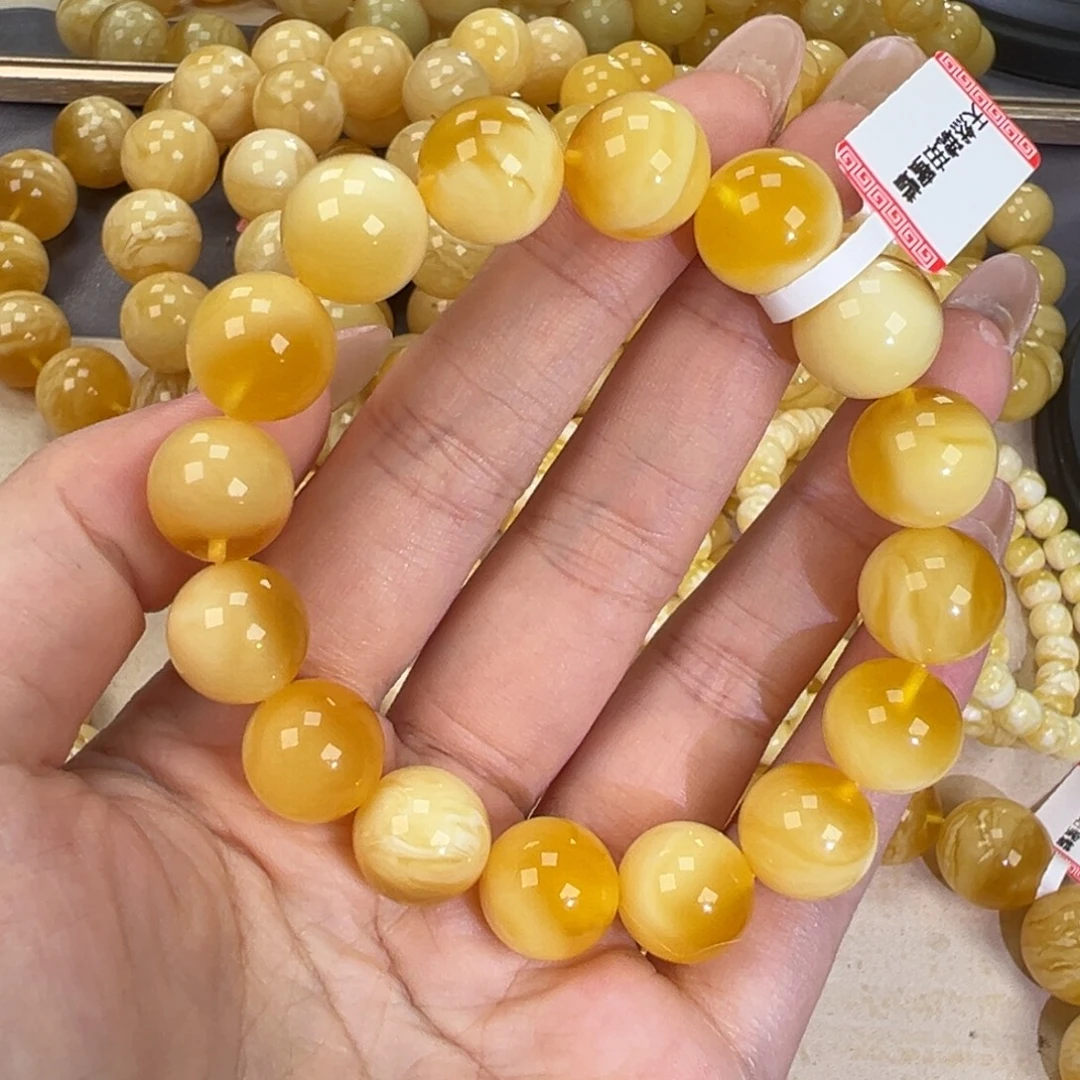 手链琥珀未镶嵌20.9金瓷白