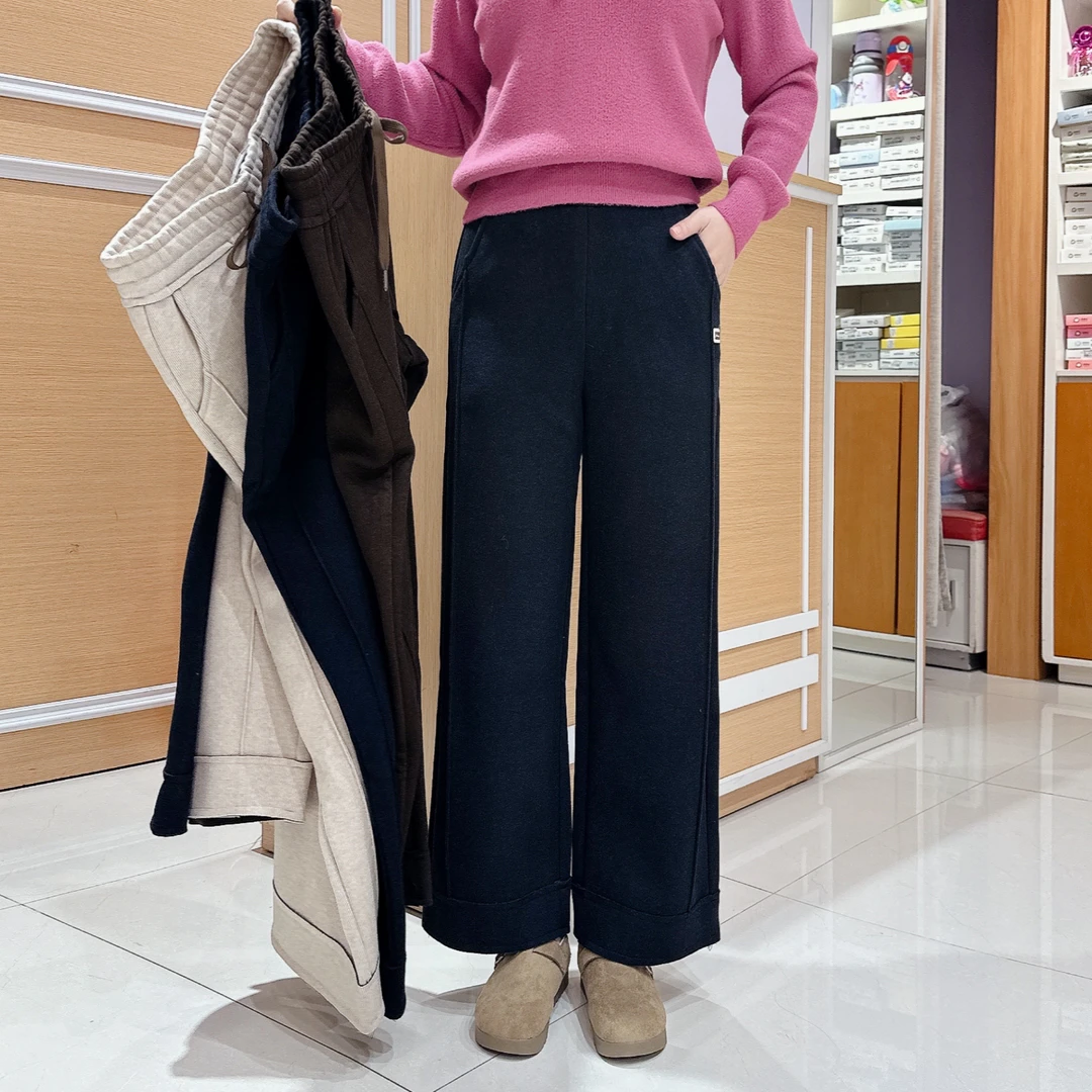 时尚百搭九分阔腿裤5-510女冬季保暖松紧休闲中高腰/长94厘米5051