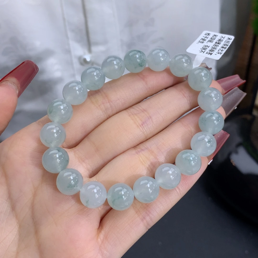 翡翠手链未镶嵌卡10冰胶淡蓝晴底
