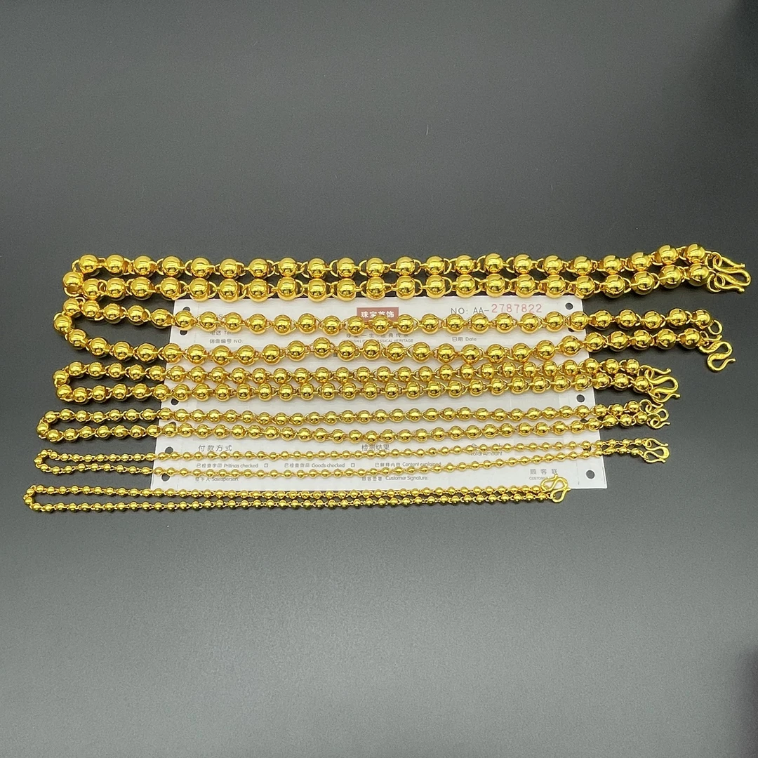 合金项链 空心佛珠光珠项链多规格圆珠项链加长款