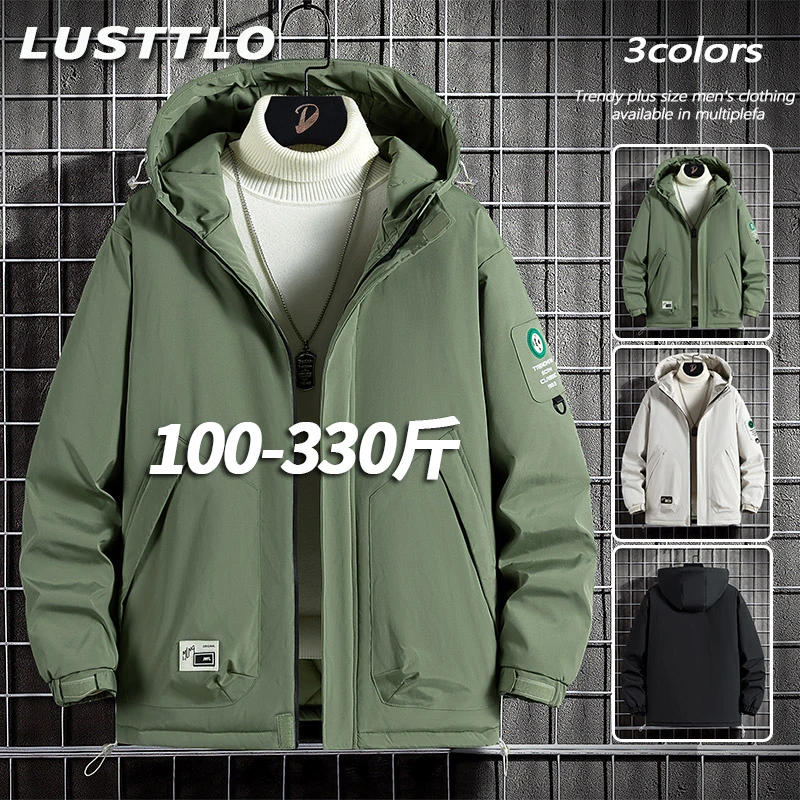 大码棉服美式潮牌连帽男士秋冬百搭加厚保暖防水防风休闲外套棉衣