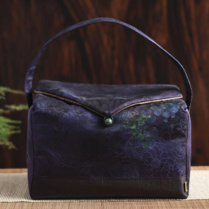 【悦生活】【酸溜溜】紫色真丝红云纱茶的行囊（慢蓝S0429）