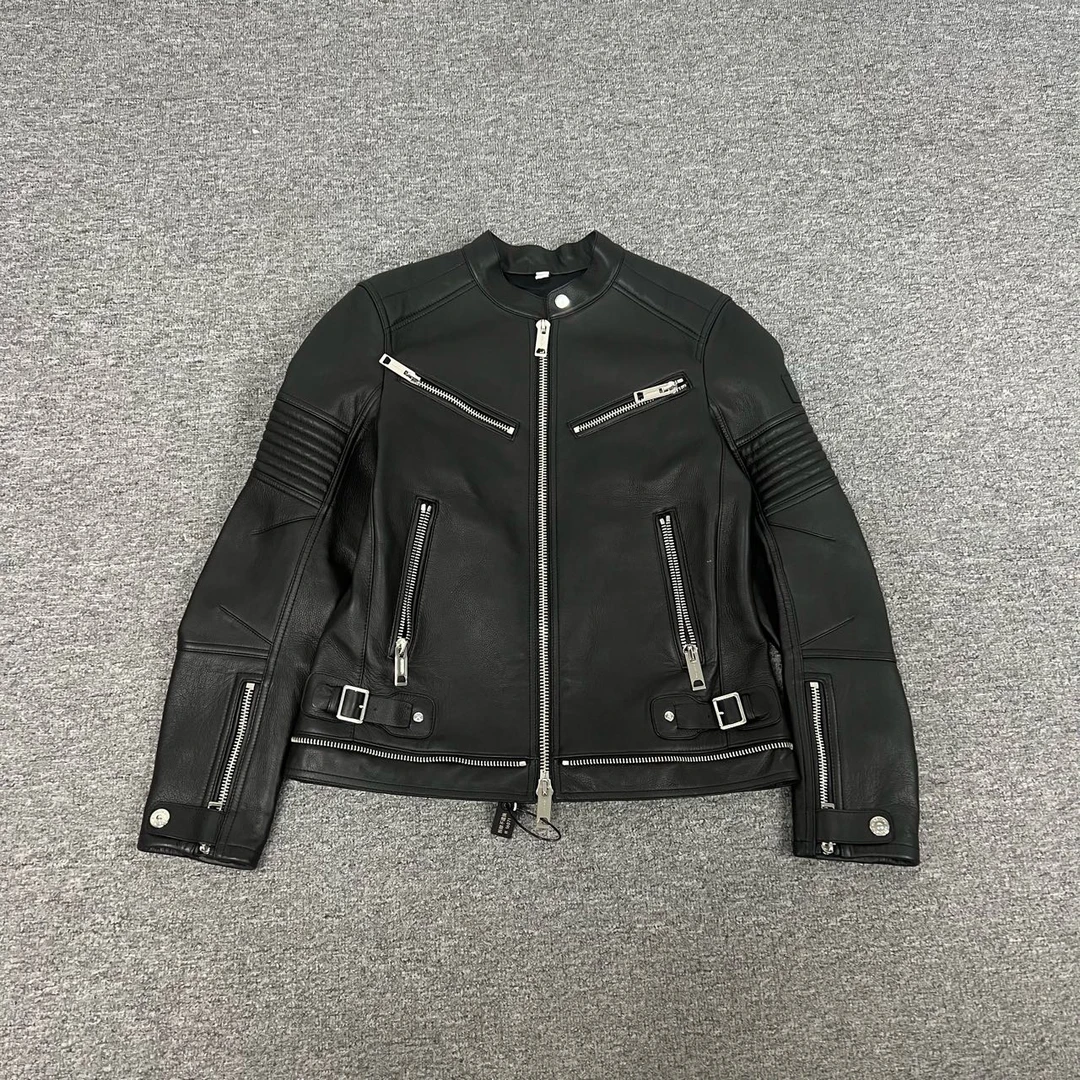 99新 BURBERRY/博柏利 Burberry 黑色皮衣 uk8