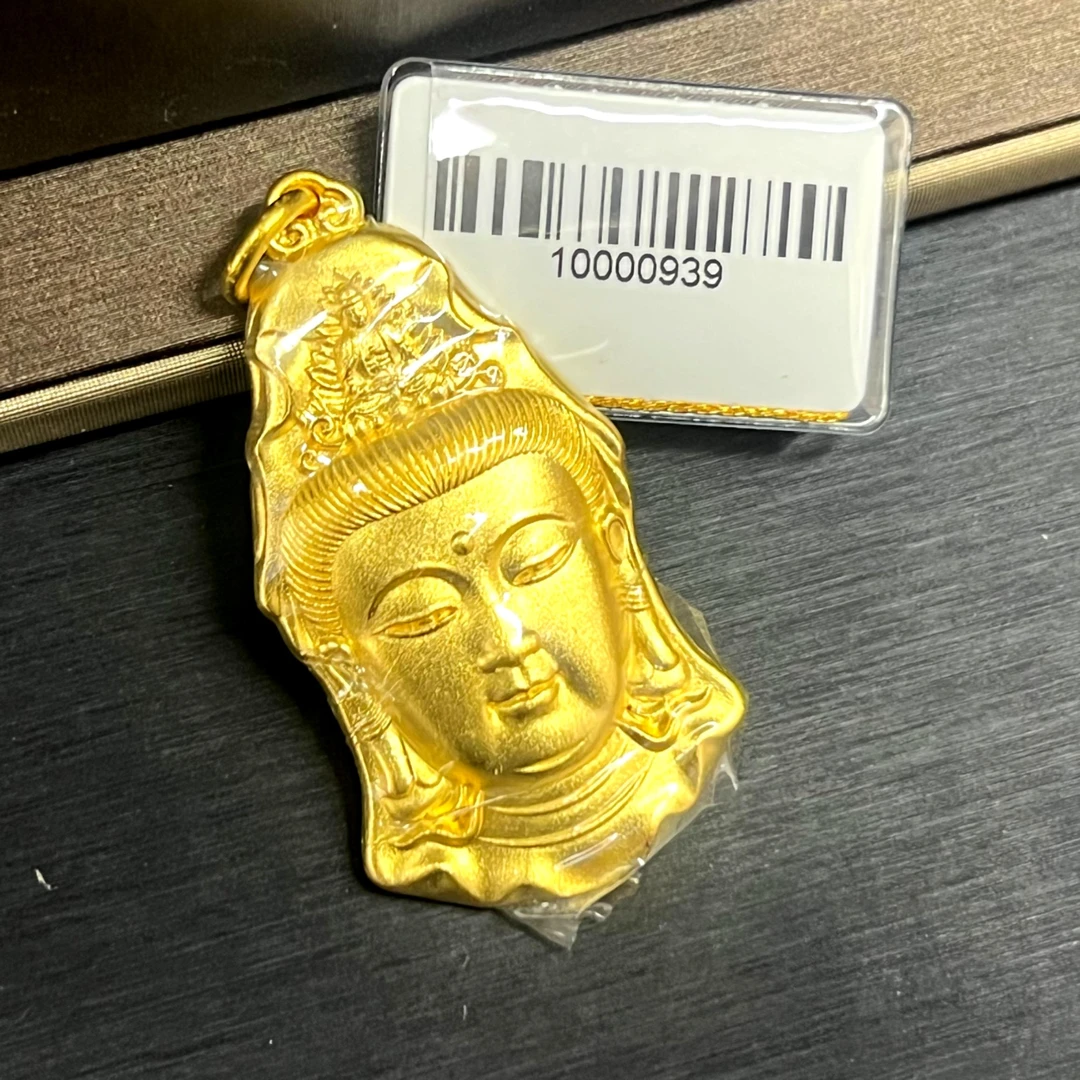 合金布艺吊坠 观音头黄皮白银芯观音头吊坠男女吊坠