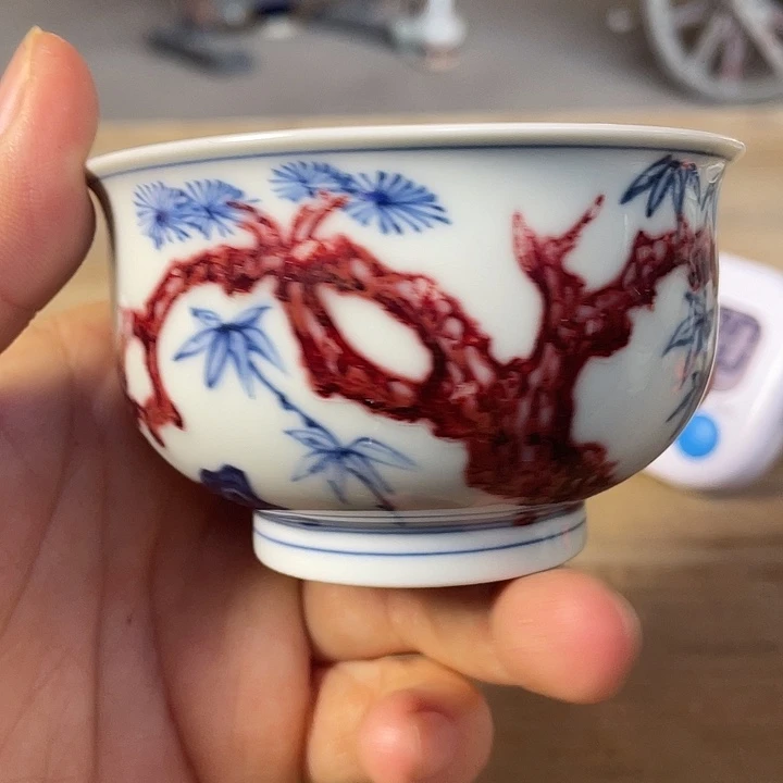 i***e青花釉里红主人杯