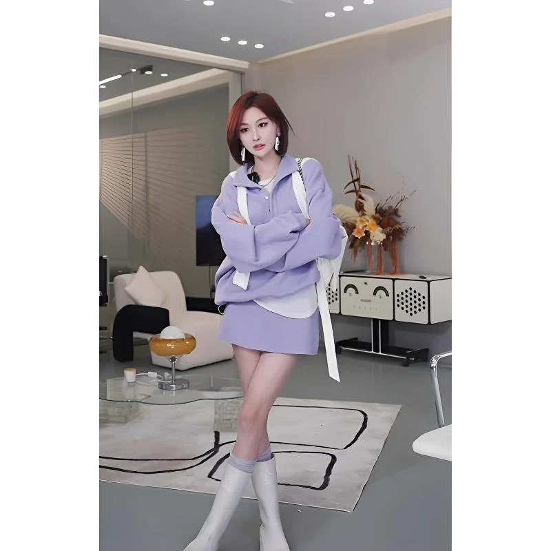 慵懒休闲运动风套装女2025春秋新款宽松长袖卫衣半身裙两件套女装