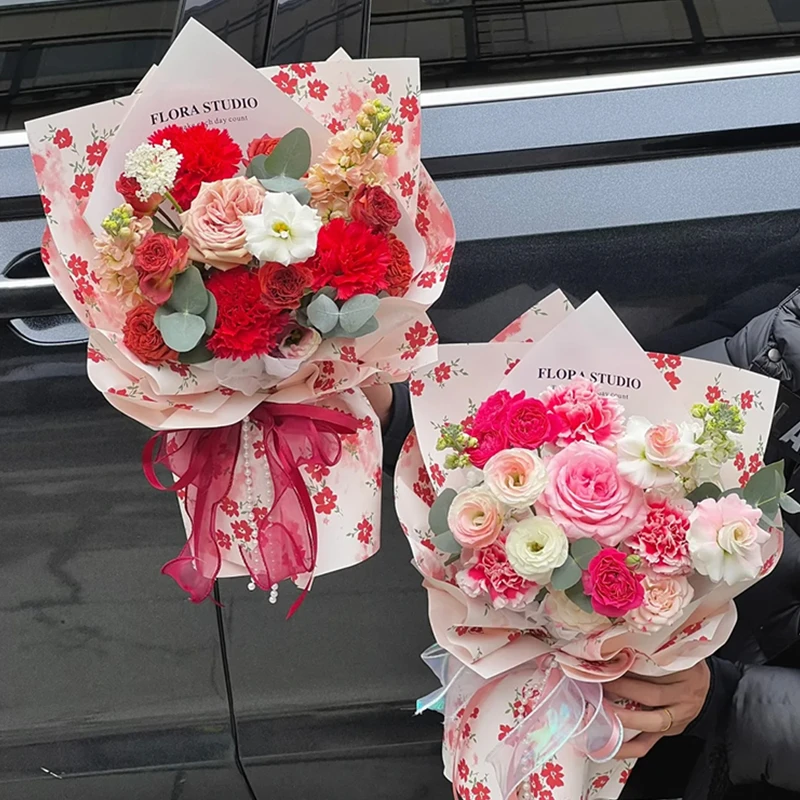 洛清系列鲜花包花纸春日碎花防水膜加厚8丝花束包装纸花艺diy材料