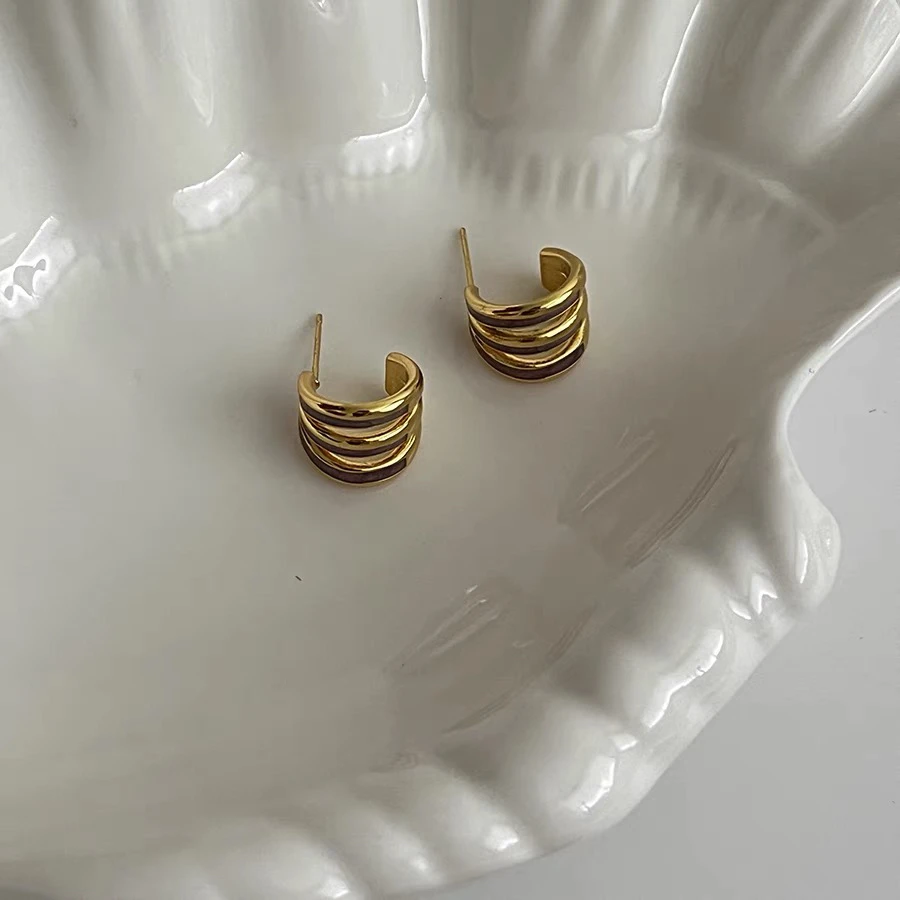 925银树脂耳饰 【温柔香芋】法式浪漫圈圈银针耳环百搭少女通勤耳饰