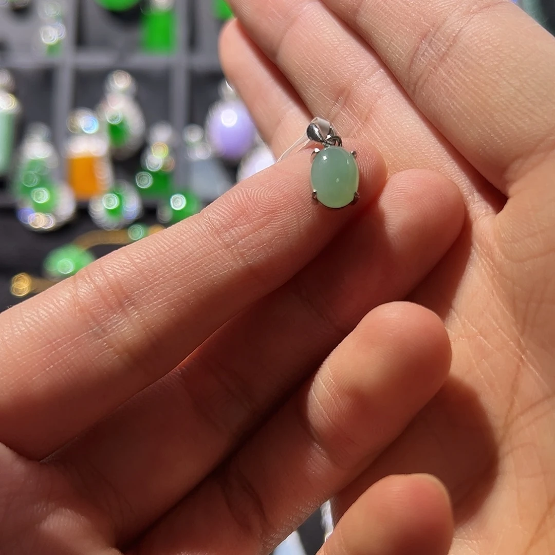 翡翠银S925镶嵌吊坠(不含链)