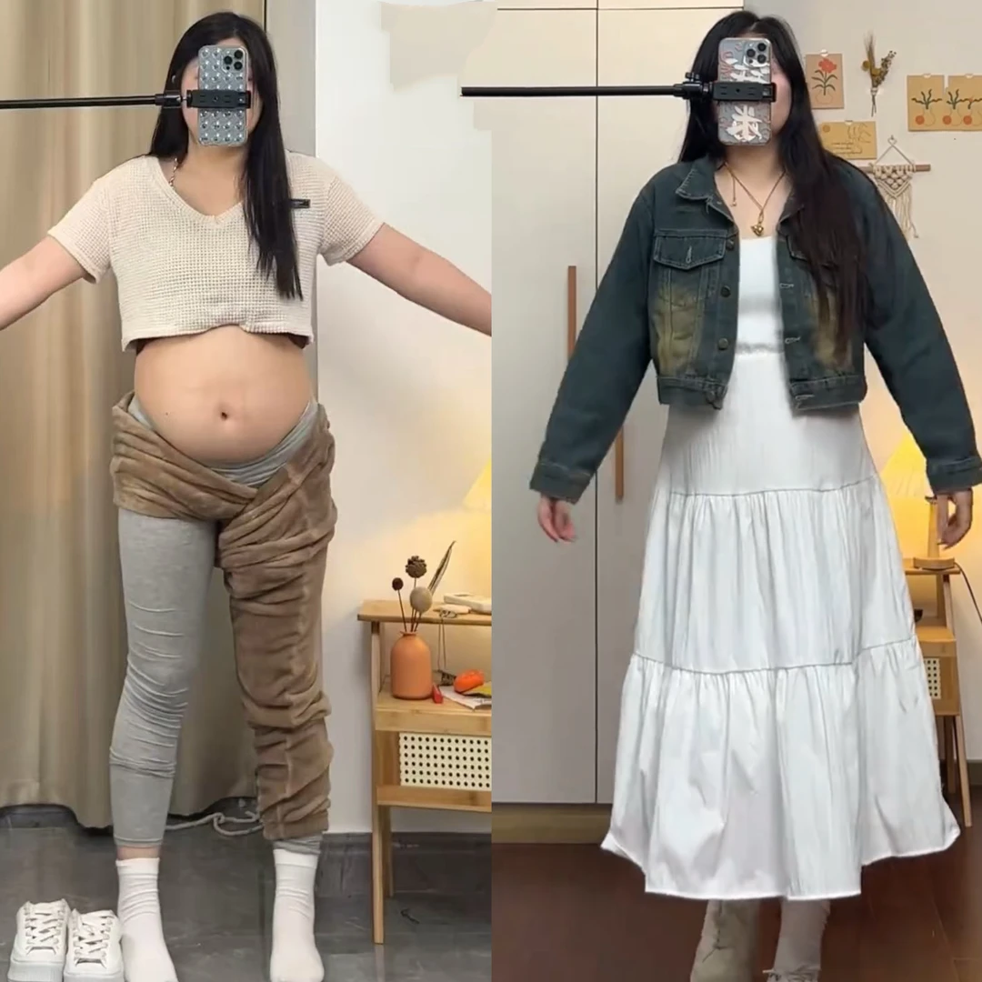 大码女装秋季新款胖mm港风复古牛仔外套法式甜美收腰连衣裙两件套