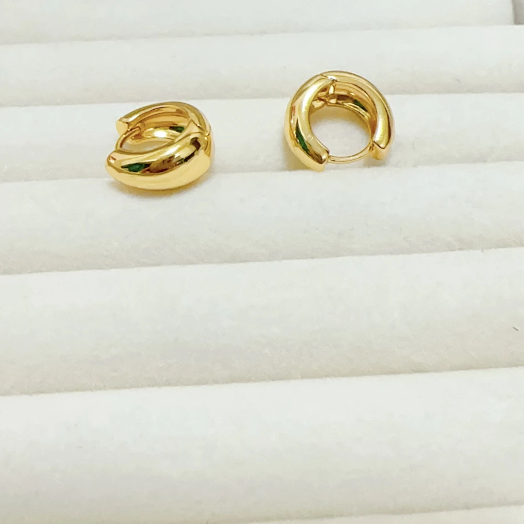 钛钢耳饰 【新款宝藏文创】中号加厚光面简约耳扣 时尚轻奢金色水滴