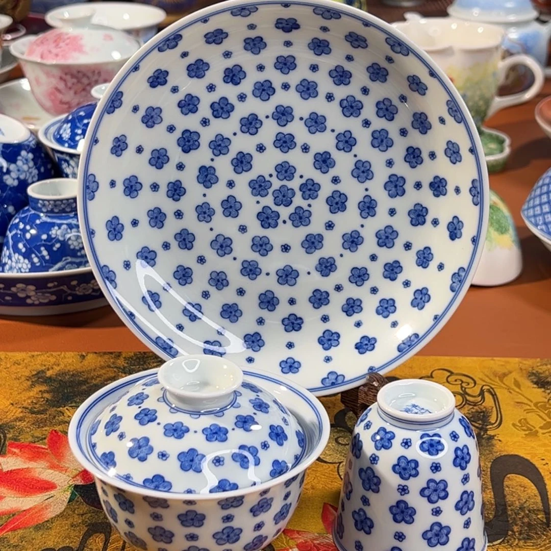 知冬煮雪手工手绘-竹林草堂茶具重工三件套套组