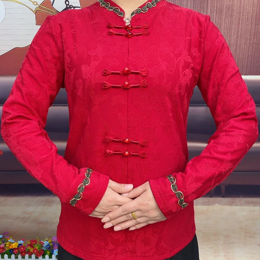 2025春季新款打底衫国风盘扣时尚减龄卫衣打底衫修身中式