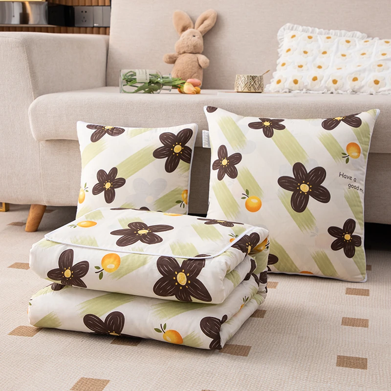 全棉加厚多功能抱枕被子两用二合一折叠靠垫被子车载抱枕毯子可爱