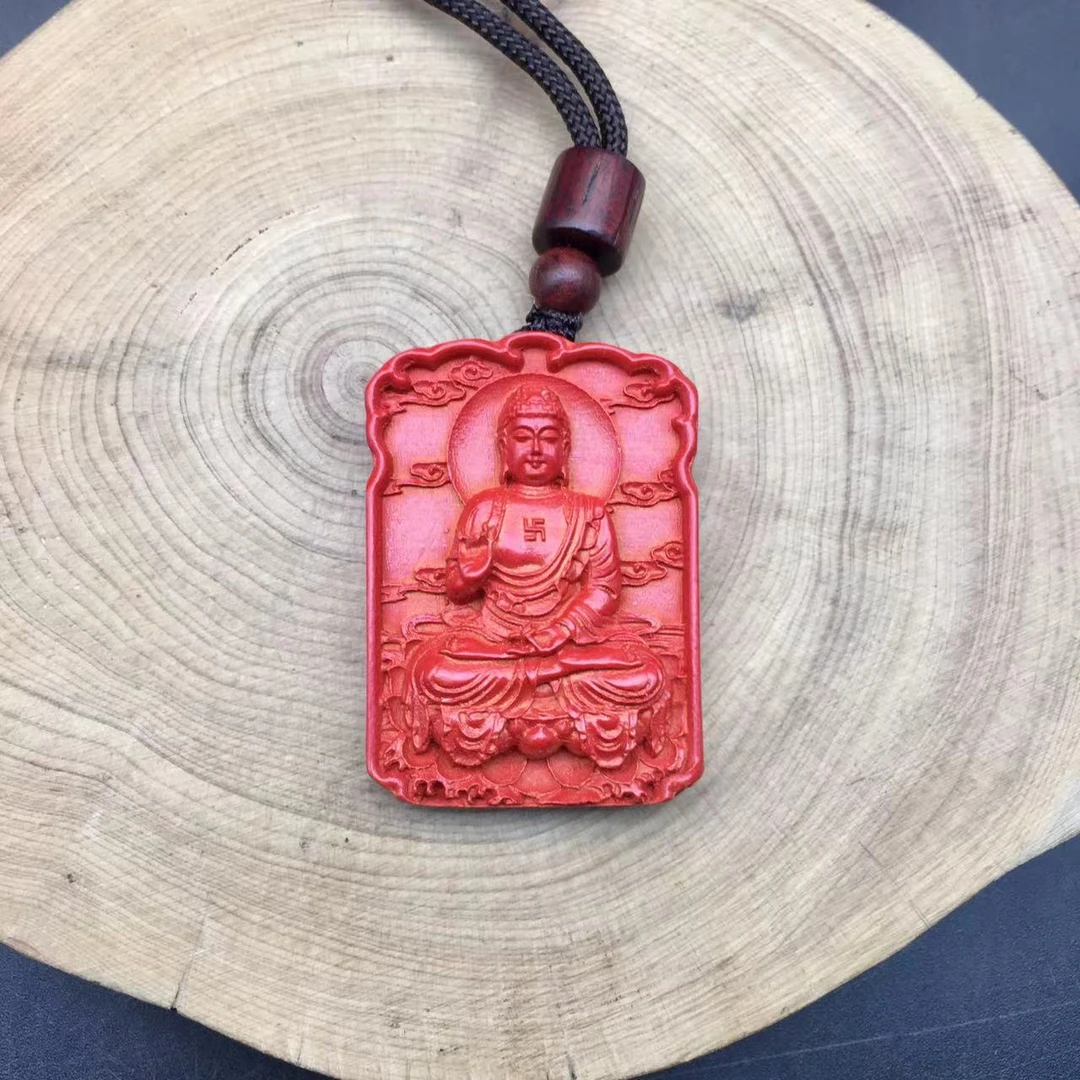 含辰砂工艺品ZD060-红砂雕刻八大守护神吊坠男女同款