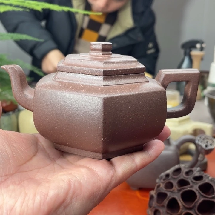 茶壶紫砂原矿无添加手磨料六方雪华