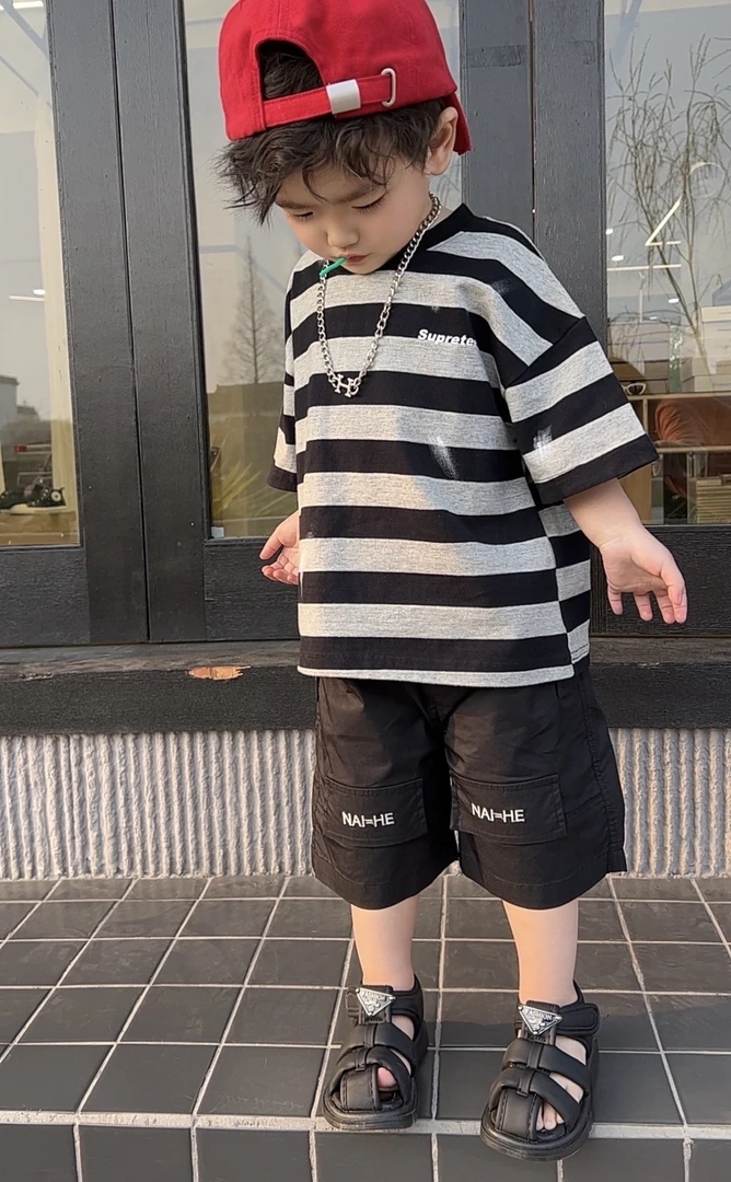 【棉逗熊品牌】2025男童韩版夏季休闲中大童百搭T恤-15118