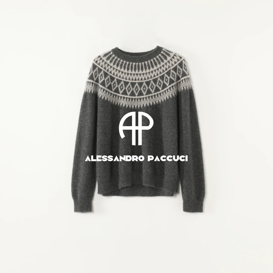 AP洛哥61001ST【北欧童谣】牦牛绒费尔岛提花圆领复古时尚套头衫