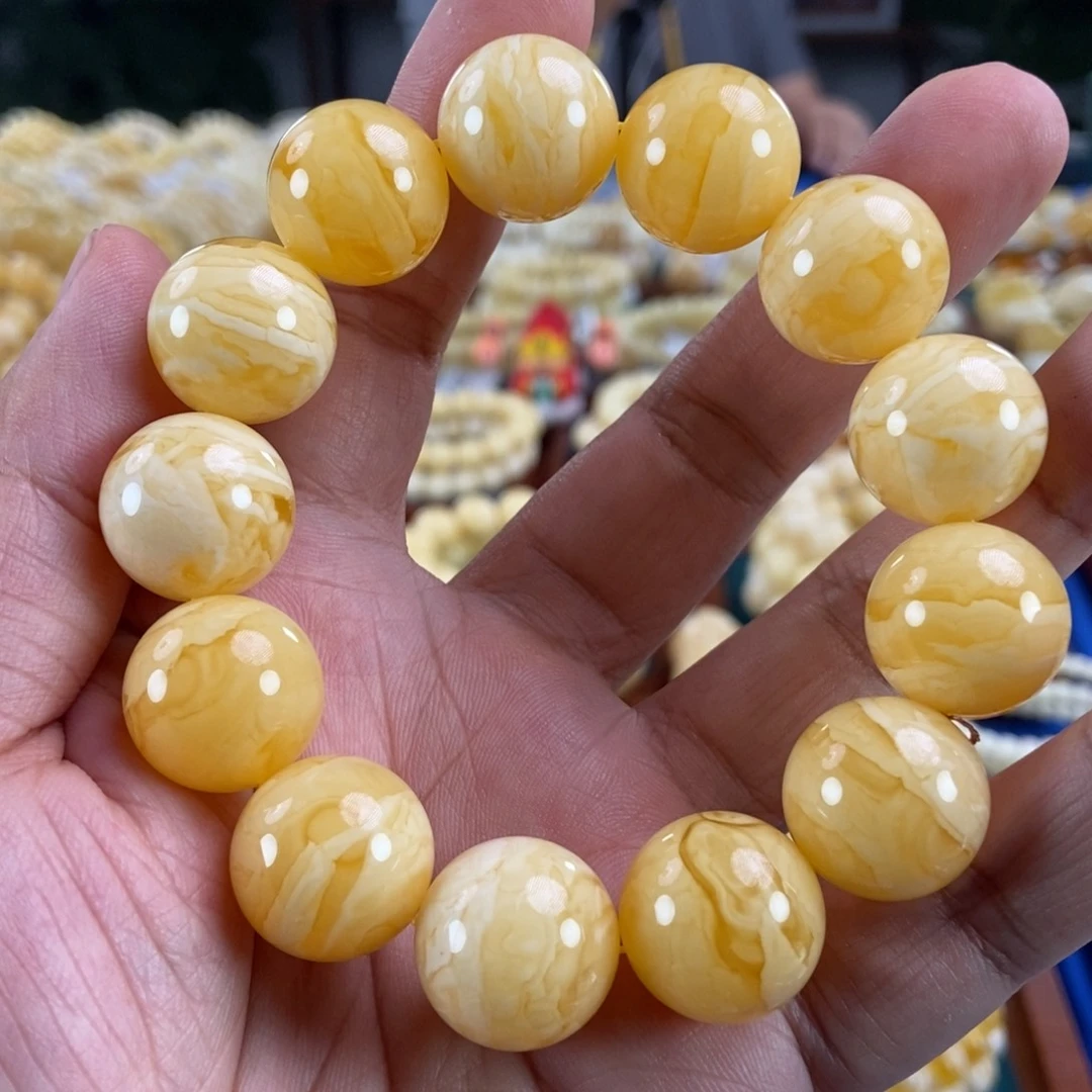 未镶嵌琥珀珠宝奇石18+橘底同料虎皮纹手串44.79