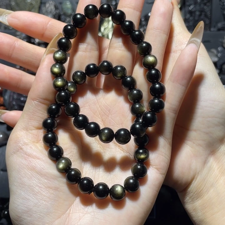 文***人黑曜岩未镶嵌手串