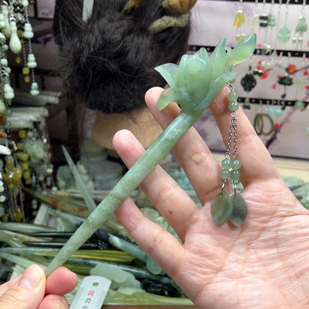 岫玉未镶嵌发饰萌****!长度20厘米左右