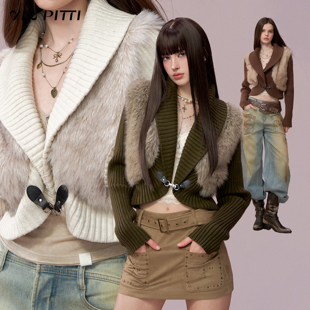 ViaPitti【官方专属】重工毛织毛毛拼接厚款短外套VIADC771