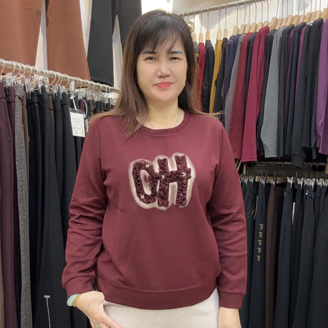 秋季常规款圆领百搭气质长袖时尚上衣890