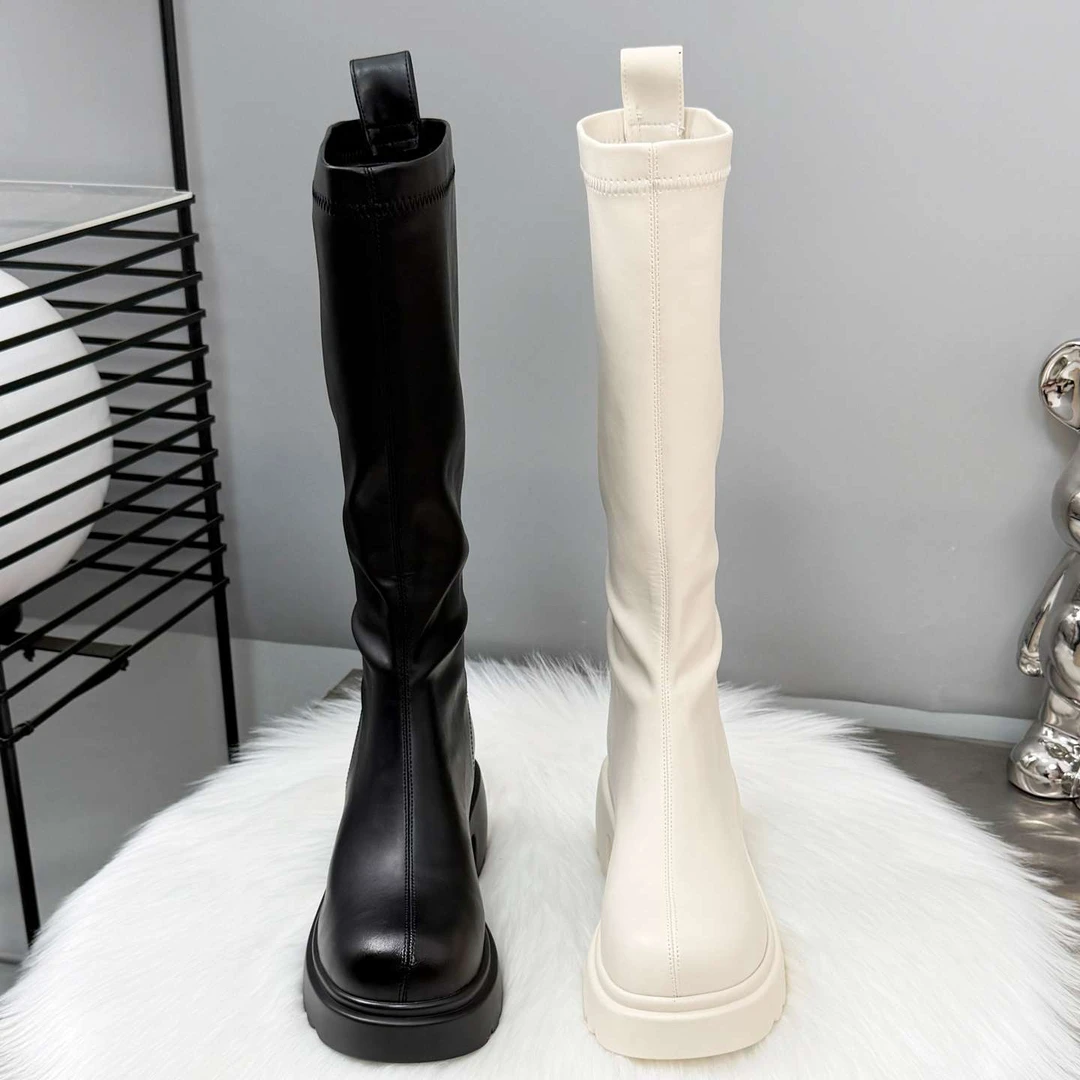 【万达撤柜】白色骑士靴高跟长筒靴女2025新款秋冬靴子高筒靴小个