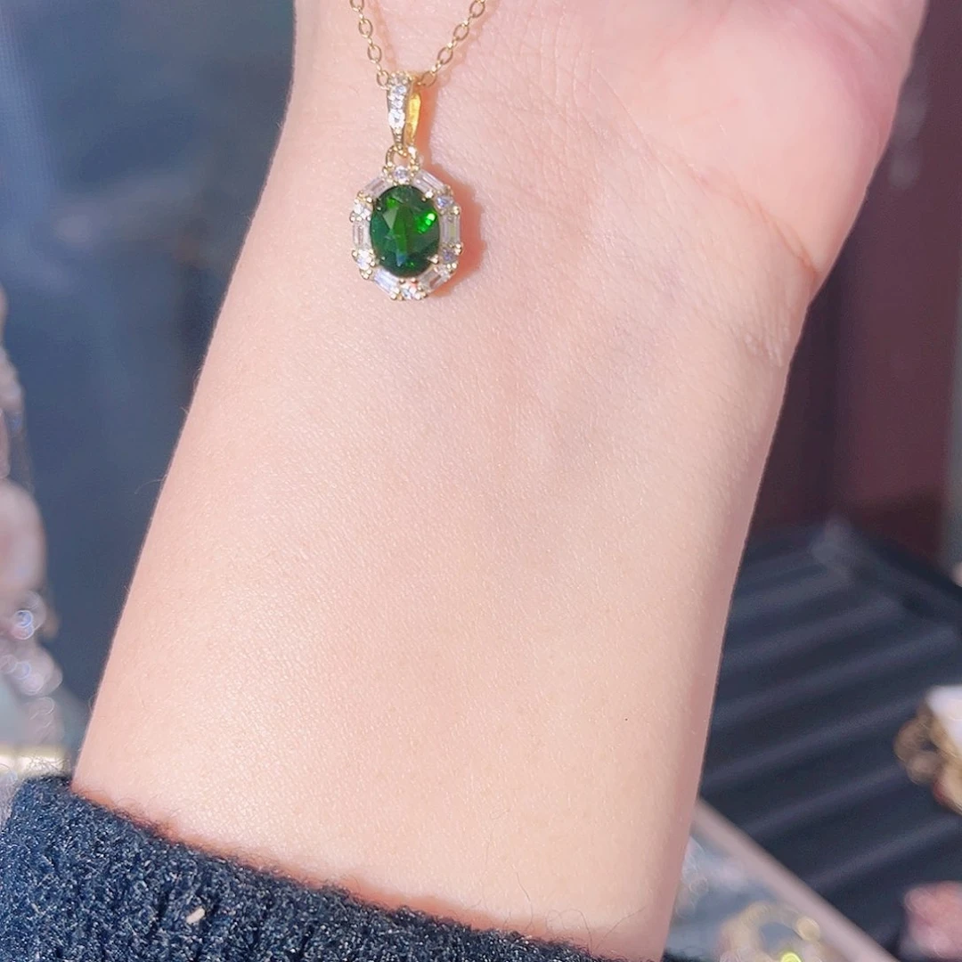 透辉石项链银S925镶嵌