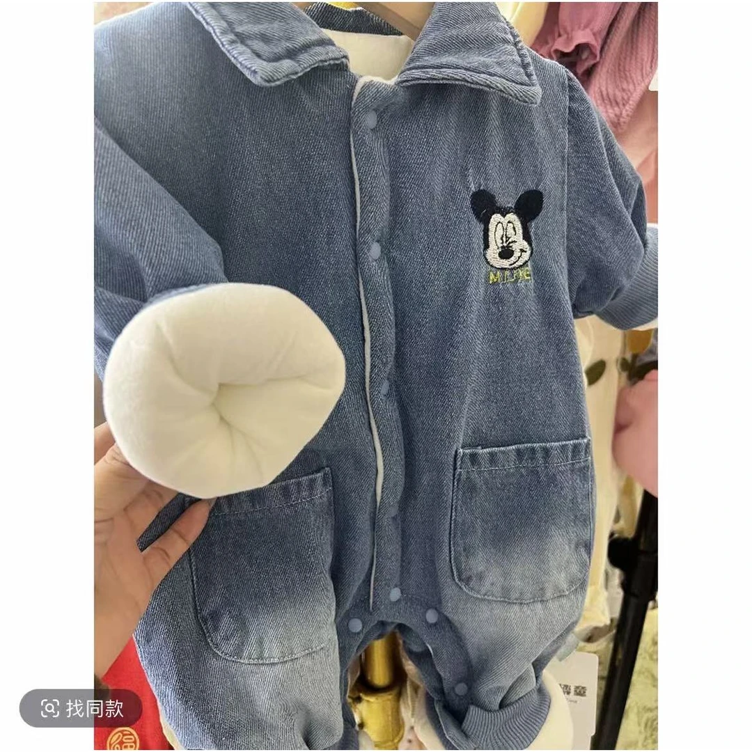 可爱米奇牛仔宝宝薄棉哈衣