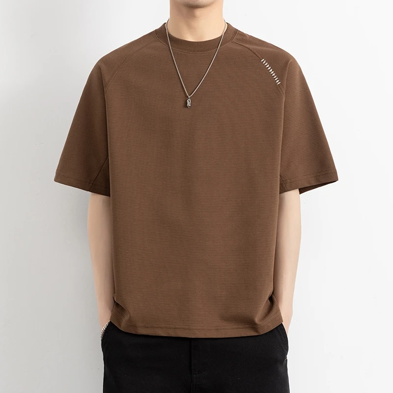 2025夏季新款男士T恤宽松百搭潮流圆领纯色短袖上衣韩版简约时尚